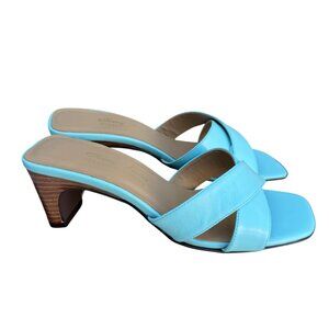 Terry Lewis Classic Luxuries Leather Heeled Sandals 5.5M Light Blue New With Box